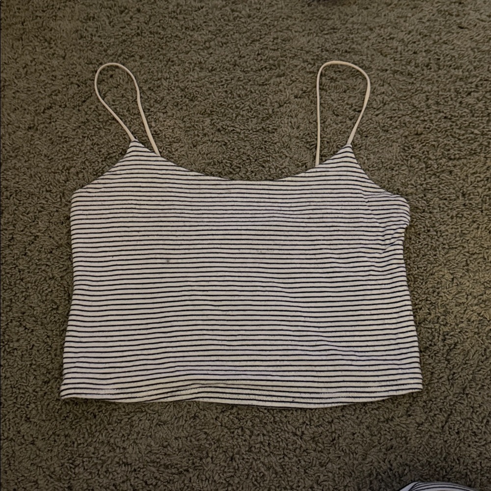 Asics Black and White Striped Top